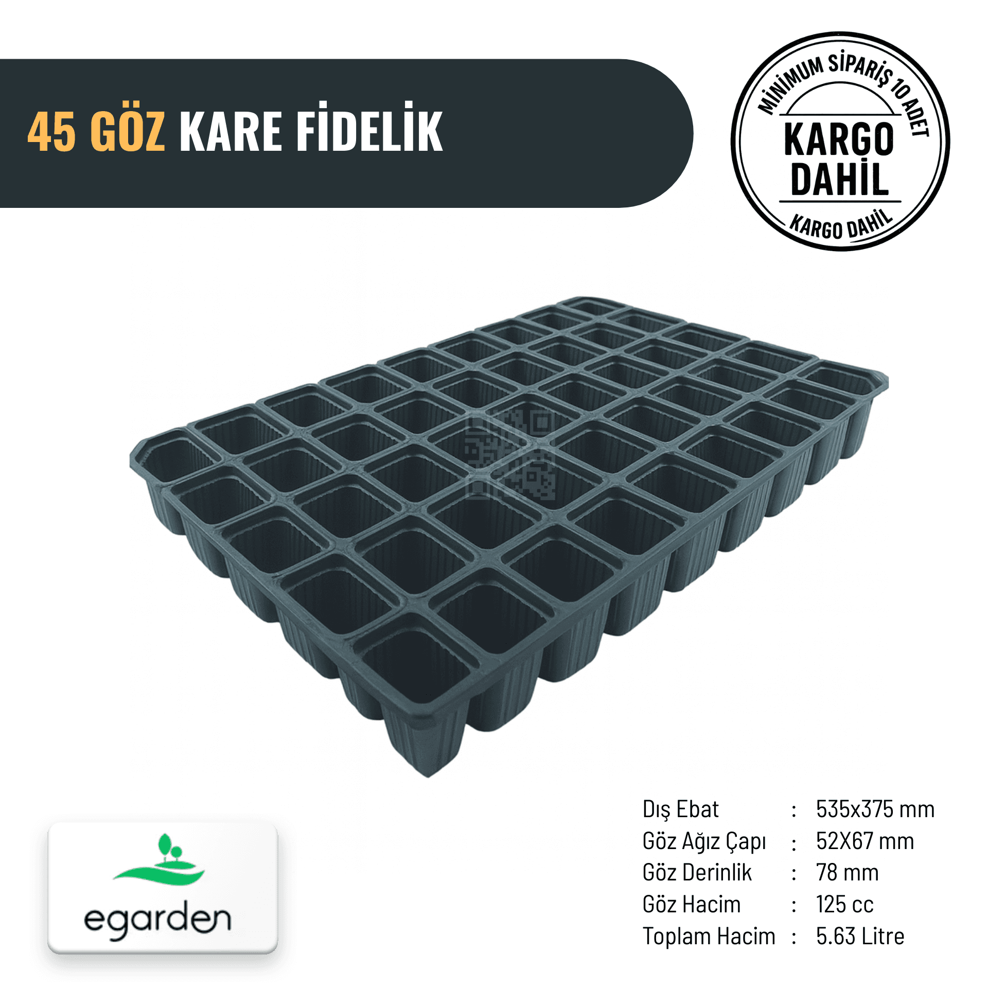 45 Göz Kare Fide Viyolü – 125 cc (5.63 Litre Toplam Hacim)